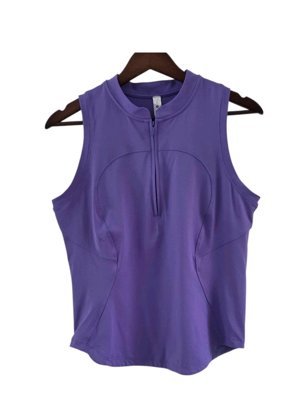 Lululemon Front Zip Mock Neck Tennis Tank Top Purple Womens Size 8